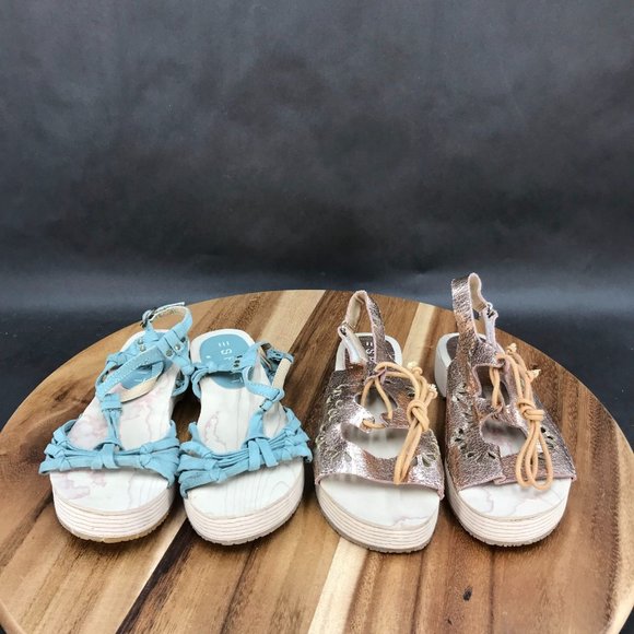 Esprit Blue Gold Strappy Sandals - 2 Pack - Little Girls Size 13 - Picture 1 of 7